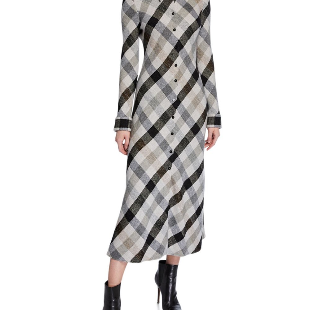 NWOT Rosetta Getty Plaid Long Shirtdress 4